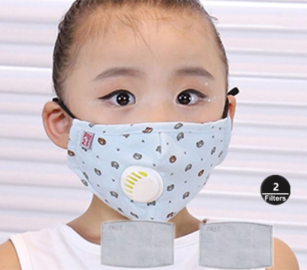 

dhl kids mask children cartoon face masks with active carbon filter breather valve pm2.5 haze dustproof protective mask in stock