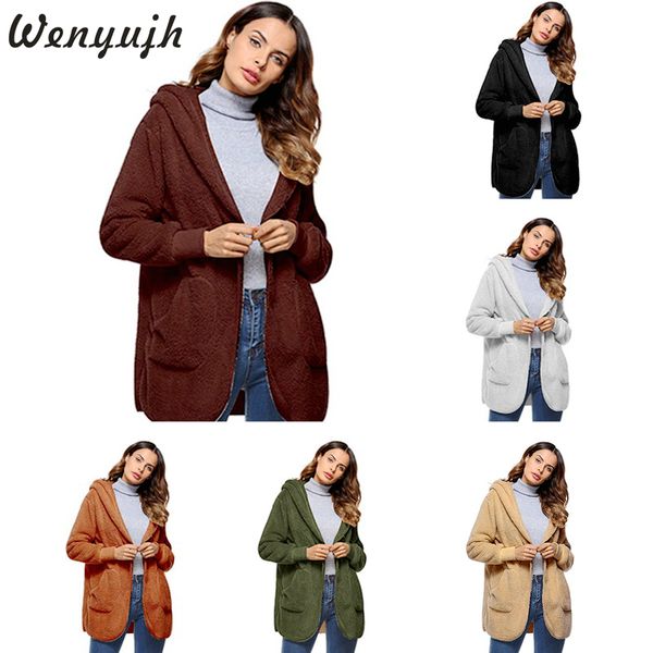 

wenyujh women autumn winter fur warm cotton coat long sleeve turn-down collar double-faced anti-fur coat jacket fashion overcoat, Tan;black