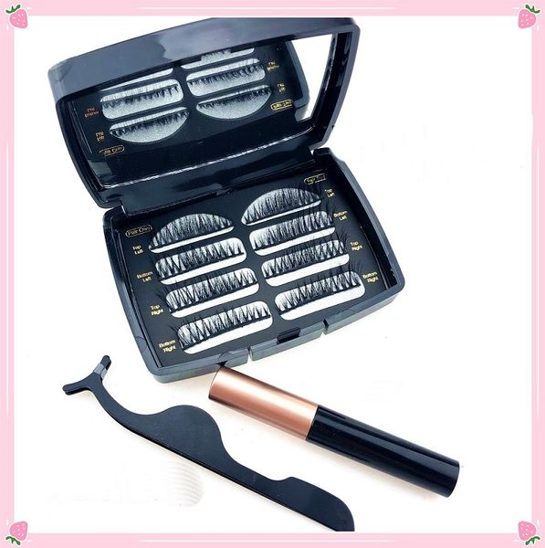 

magnetic eyelashs set magnets handmade 3d lashes natural false eyelashes+ tweezers cosmetics eye dhl