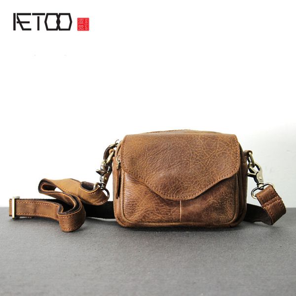 

aetoo original handmade leather bag crazy horse skin boys cross package simple retro bag leather pockets function messenger