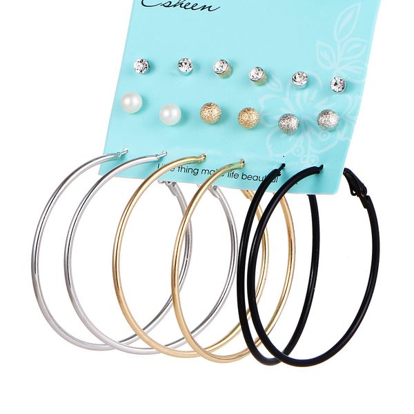 

earrings suit originality concise 9 paper set three-colour earrings, Golden;silver