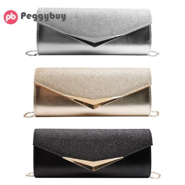 

women evening bag lady fashion pu leather sequins clutch purse female shiny chain shoulder crossbody handbag