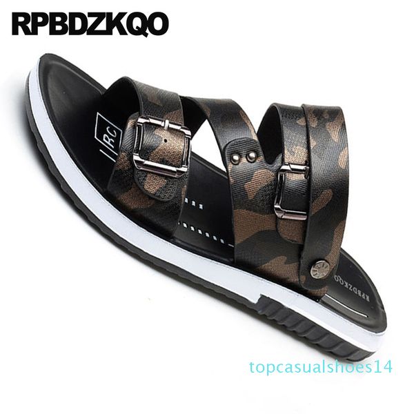 

metal slides shoes men gladiator sandals summer leather gold designer strap slip on native sport nice roman slippers camouflage t14, Black