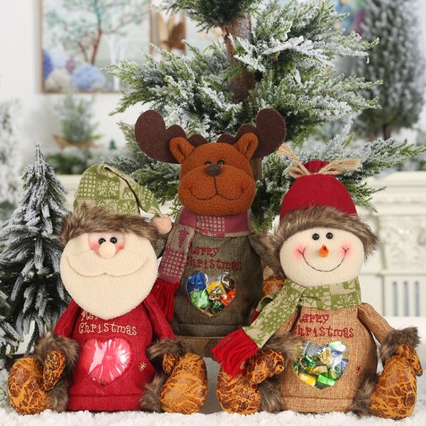 

christmas festival party decor santa gift candy bags cute cartoon doll creative children gift bag, Black