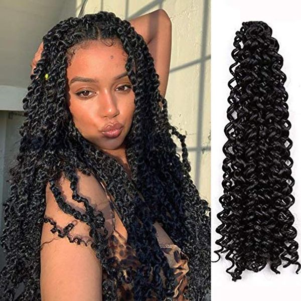 

18 inch pa ion twi t hair long bohemian braid for pa ion twi t crochet braiding hair water wave crochet braid hair ynthetic fiber, Black