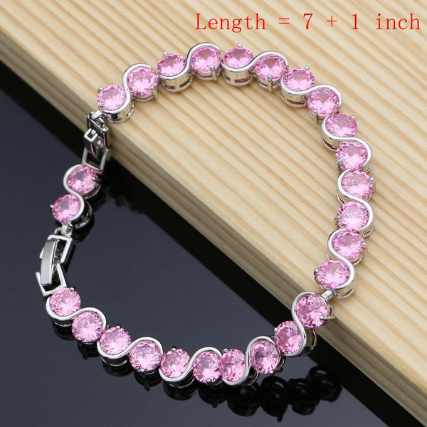 

jewelry sets with pink zircon 925 silver costume jewelry kits for women earring/pendant/ring/bracelet/necklace set dropshipping, Slivery;golden