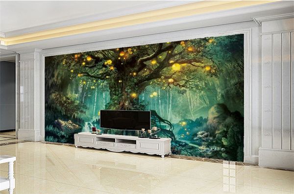 

3d wall paper home decor пользовательские мечты лес таинственный большое дерево 3d обои пейзаж настроить ваше соответствие премиум wallpa