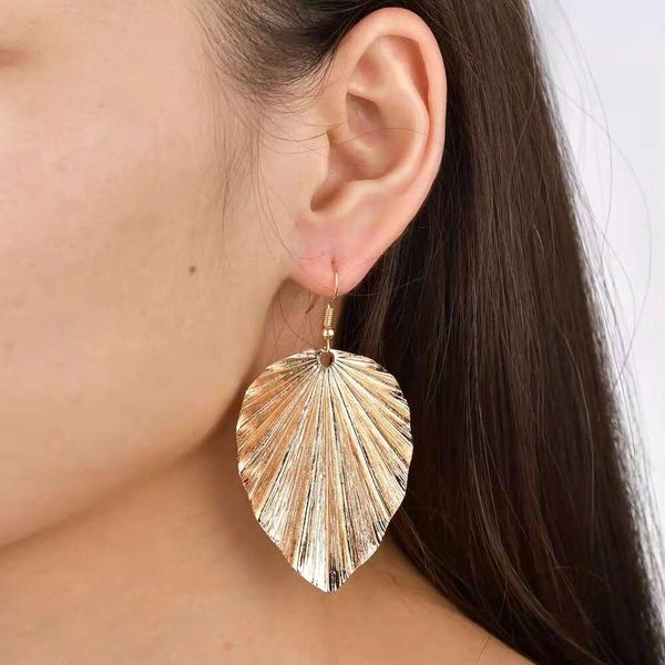 

golden silver leaf dangle earrings for women simple leaves chandelier dear drops girl bohemian beach holiday style jewelry ing