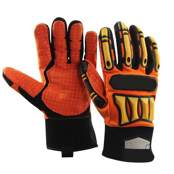 

outdoor rescue mechanical gloves anti-collision wear-resistant non-slip oil proof shockproof hand protection safety gloves *, Black