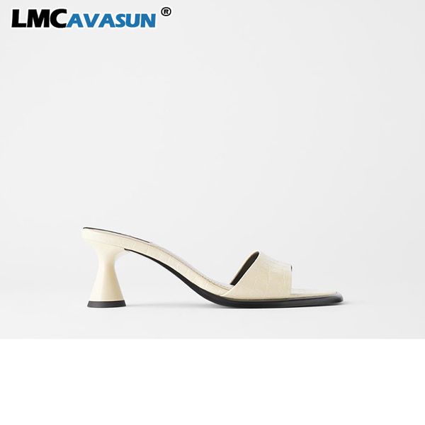

lmcavasun summer square toe women slides strange heel women sandals, Black