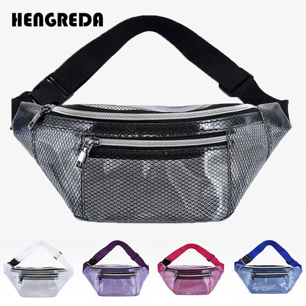 

translucent fanny pack net banana bag travel beach net waterproof tpu women belt bags bum hip waistbag 2020 money phone pouch