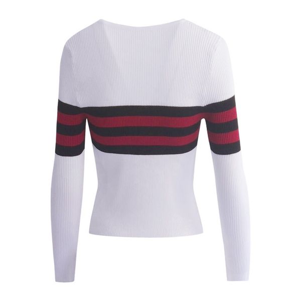 

jaycosin fashion women casual simple loose crewneck striped sweater stylish comfortable knitting pollover sweater wrap pullover, White;black