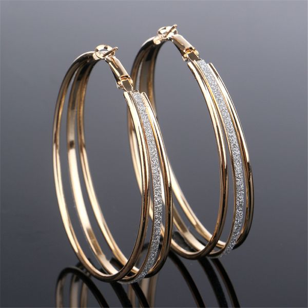 

classic round big hoop earring round loop circle gold silver color hoop earring large size punk earrings for women christmas gifts, Golden;silver