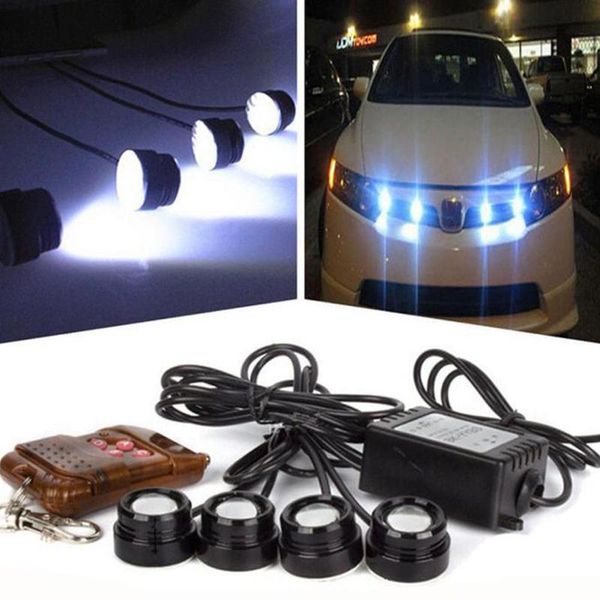 

universal 12v car hawkeye led emergency strobe lights drl 4 in 1 brake light with wireless remote control kit auto signal lamp