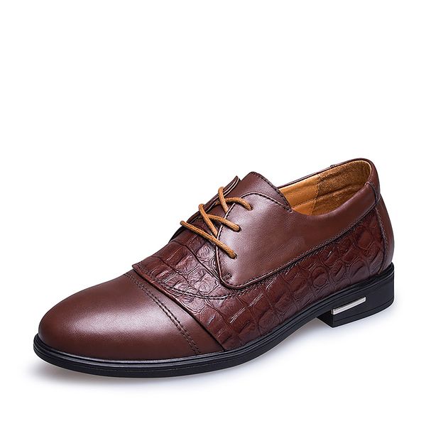 

new dress causal shoes leather male italian classic vintage lace-up men's brogue oxford shoes crocodile hair stylist *1327, Black