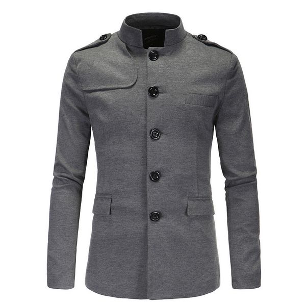 

2019 autumn winter men's collar suit leisure suit chinese tunic jacket stand collar blazer masculino blazers, White;black
