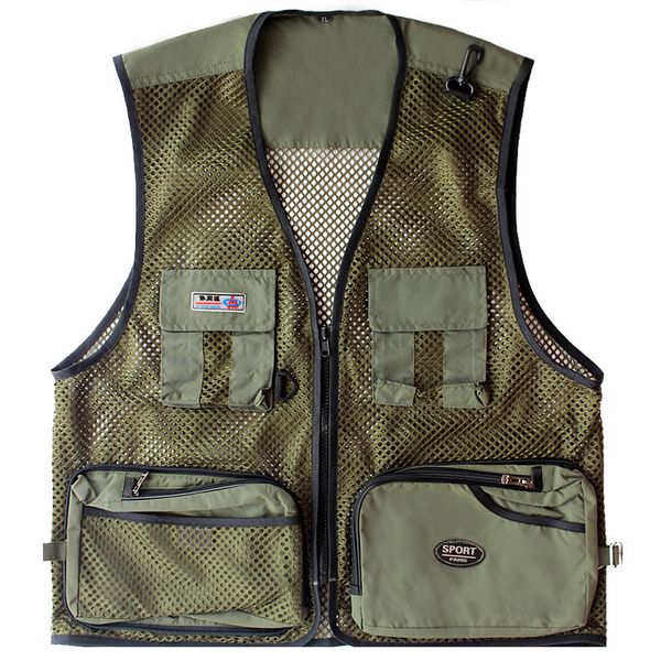 

mesh outdoor breathable volunteer quick dry pgraphy fishing vest camping climbing multi-pocket waistcoat sleeveless jacket, Gray;blue