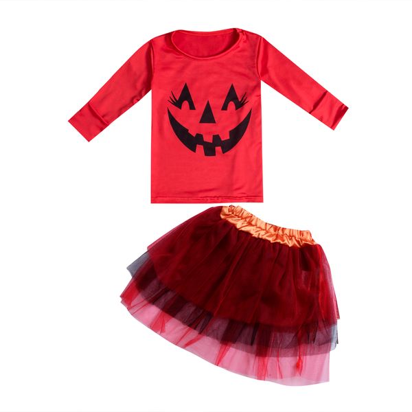 

Halloween Newborn Toddler Kids Girls Clothes Long Sleeve Cotton T-shirt Tops+Tutu Ball Gown Skirt 2PCS 2017 Dancing Costume Set