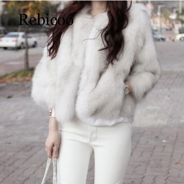 

2019 autumn new fur seven points long section o collar casual fur coat female large size fashion coat faux, Black