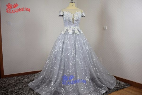 

100% real made glitter bling bling evening gown with heavy beads elegant short sleeves evening dresses, White;black