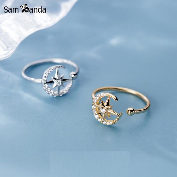 

sampanda 925 серебряное кольцо корейский стиль моды moon star open hand кольцо ювелирных изделий подарка ювелирных изделий способа, Golden;silver