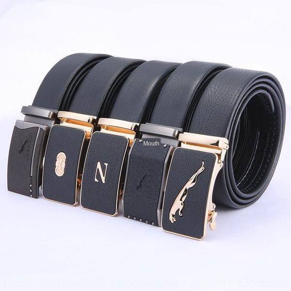 

men's simple letter japanese and korean fashion personalized automatic buckle belt belt can be, Black;brown