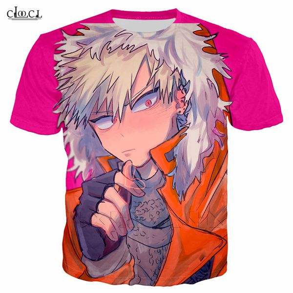 

2020 couples streetwear pullover short t shirt my women 3d print bakugou katsuki fashion sleeve men academia anime hero qocpv, Black