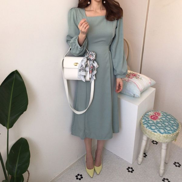 

chic korean women casual sashes a line party dress ladies elegant dress new fashion women midi, Black;gray