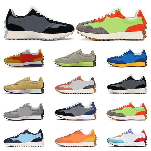 

2020 mens sneakers running shoes 327 black lime green grey white indigo neon blue orange womens sports trainer fashion outdoor jogging