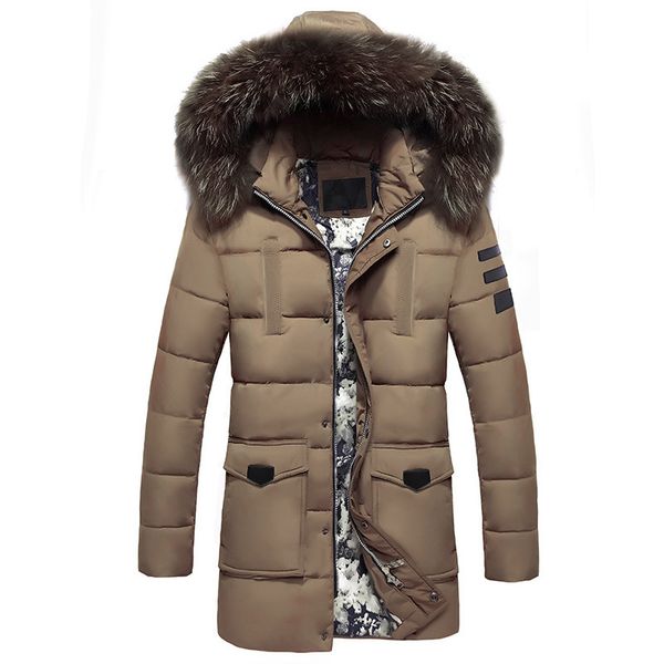 

winter warm outdoor overcoat jacket for men solid colour full sleeve snow-outwear duck down large size 3xl 4xl, Black