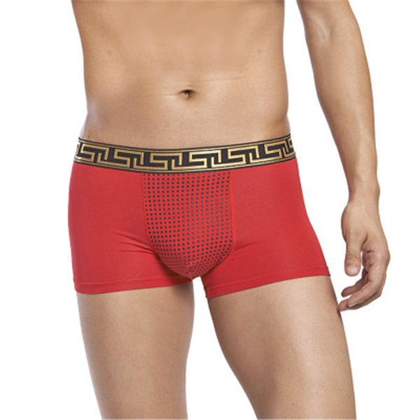 Mode-Männer Gesundheitswesen sexy Boxer Shorts Unterwäsche Trend rot lila modaler patchwork magnet attraktion mutig starke energie russland männlich