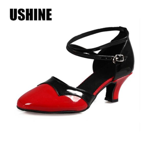 

ushine red indoor pu heel 5cm latin ballroom salsa latin dance shoes woman