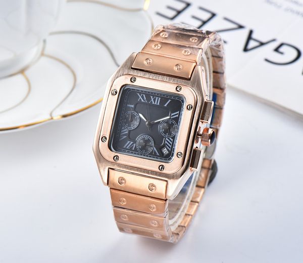 

2019 3a brand new men watches gentlemen luxury watch women's fashion watch precision steel square dial women relogio montre men clock, Slivery;brown
