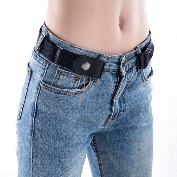 

buckle-elastische riem easy belt for jeans gespvrije stretch riem waist belt womens/mens waistband y191218, Slivery;black