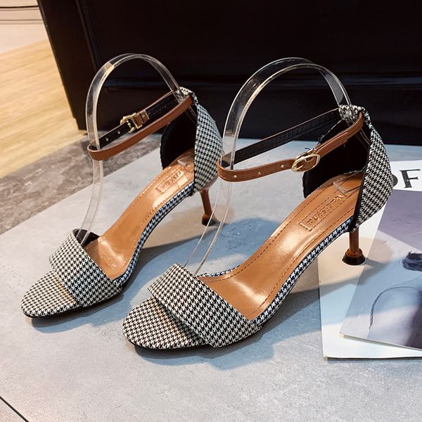 

sandals women summer shoes high heels peep toes buckle strap woman party black sandalia mujer arrival de