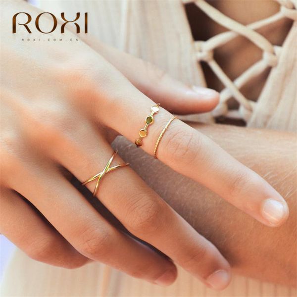 

roxi fashion 925 sterling silver rings for women hollow cross rings infinity adjustable antique anillos korean jewelry, Golden;silver