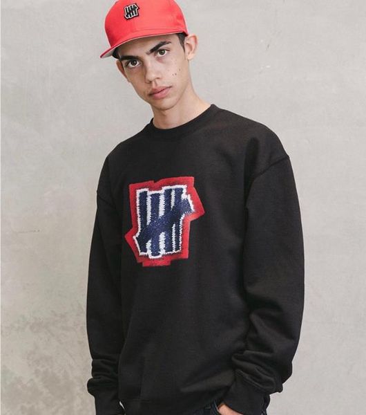 

непобедимые новые мужчины женщины балахон дизайнер тенденции мужского свитер высокого качество грудь логотип хлопок скейтборд фуфайка случай, Black