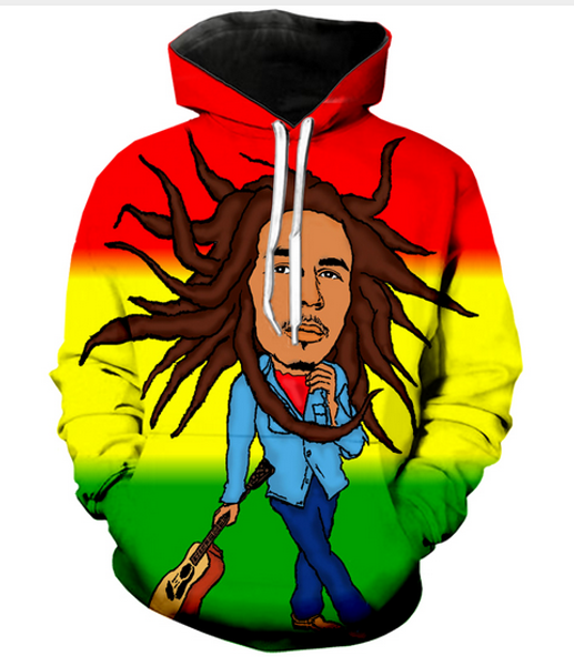 

out fashion streetwear 3d hd печать повседневная боб марли толстовки кофты мужчины женщины толстовка с капюшоном пальто lms04, Black