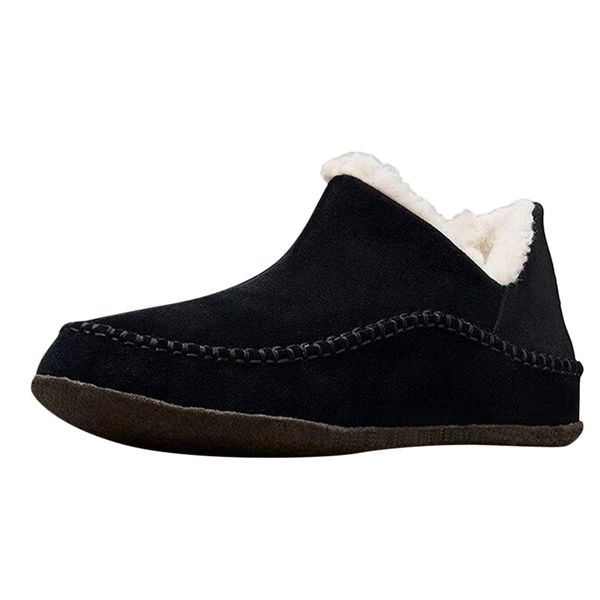 

snow suede ankle boots women flats winter warm winter short boots new fashion female shoes fur plush suede shoes #c, Black
