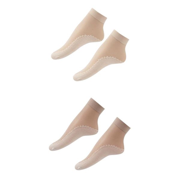 

20 pairs women non slip summer socks skin color+light brown, Black;white