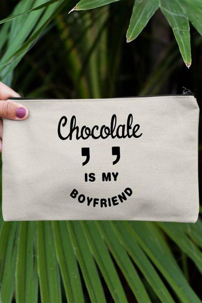 

angemiel clutch chocolate is my boyfriend portfolio hand makeup bag, Silver