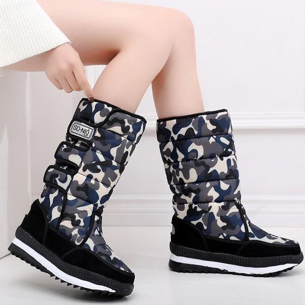 

women snow boots platform winter boots thick plush waterproof non-slip fashion women winter shoes warm fur botas mujer, Black