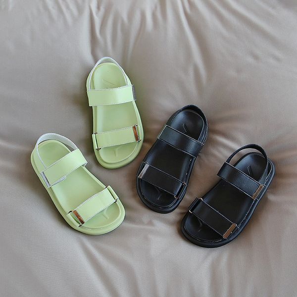 

boys sandals 2020 new medium and large children boys and girl's genuine leather shoes children soft bottom non-slip, Black;red