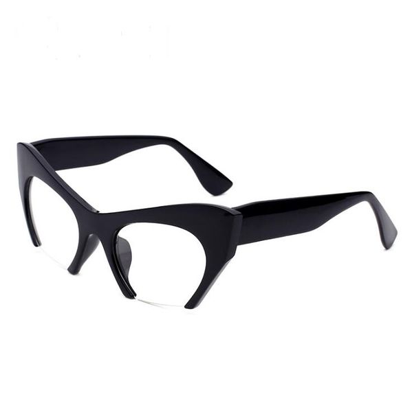 

fashion half frame design glasses transparent lens women cat eye eyewear spectacles female fashion brand glasses frame, Black