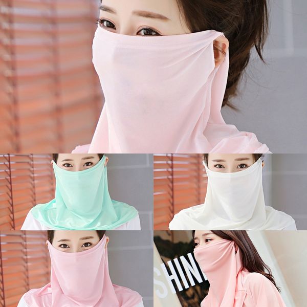 

ihmfk fashion women scarf protector mask 8 color outdoor neck hanging ear dustproof face sunscreen neckerchief neck protector face mas, Black