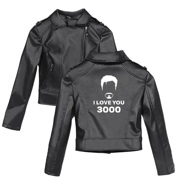 

2019 new i love you 3000 printing slim fit windbreaker women slim fit zipper fashion trend casual jacket tight leather, Black