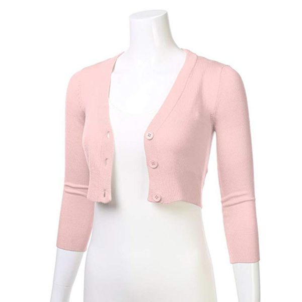 

women long sleeve bolero shrug cropped cardigan coat jacket button wear, Black;brown