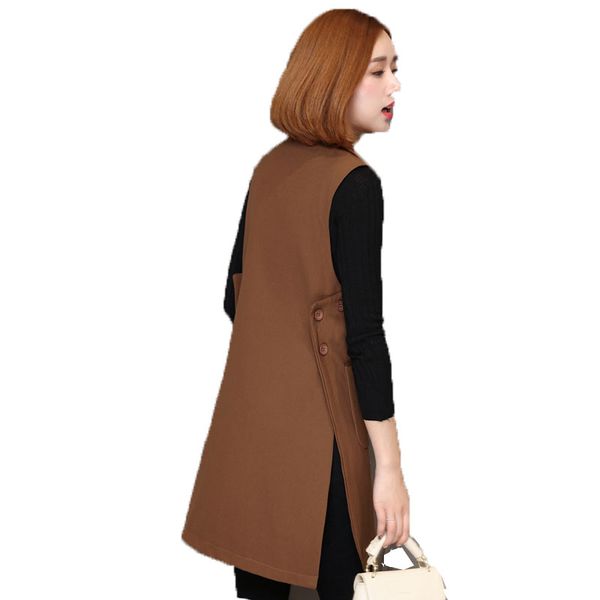 

2019 ladies spring and autumn vest jacket women's sleeveless slim vest coat korean version mid-length warm women's jacket, Black;white