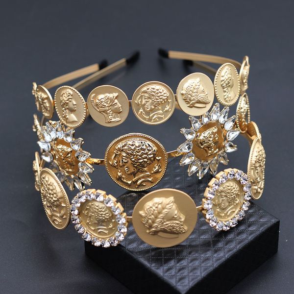 

baroque fashion retro beauty head geometry jewel headband simple metal wild hair stylish temperament wild retro headband 896, Golden;white