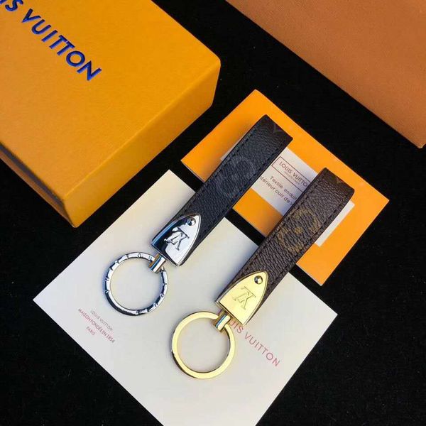 

high qualtiy leather luxury keychain & key chain key ring brand key chain porte clef gift men women car bag keychains with box, Silver